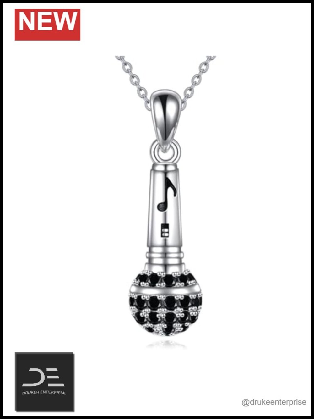 Sterling Silver Music Lover Pendant Necklace Gift for Women Men 18in